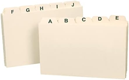 Smead Card Guide, Plain 1/5-Cut Tab (A-Z), 5"W x 3"H, Manila, 25 per Set (55076)