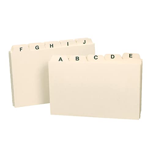 Smead Card Guide, Plain 1/5-Cut Tab (A-Z), 5"W X 3"H, Manila, 25 Per Set (55076) #TOP3