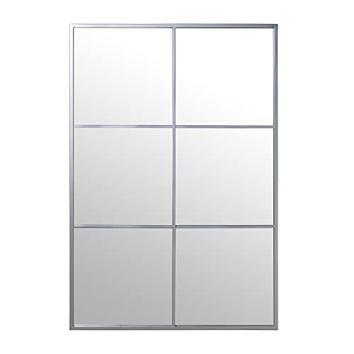 Specchio da parete rettangolare da finestra in metallo argentato 80 x 2 x 120 cm