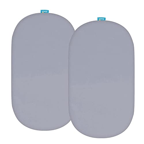 Image of Bassinet Sheets Fit for Rectangle, Hourglass or Oval Bassinet Mattress, Universal Fitted Sheet Set for Various Bassinet Mattress Pad, 2 Pack, Ultra Soft Microfiber Sheets, Gray