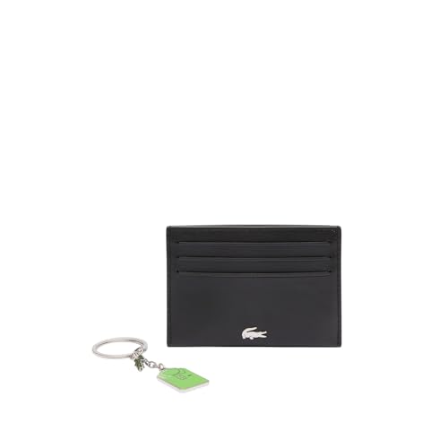 Lacoste Men's FG Card Holder and Keychain Gift Set, Black/Oseille Green, One Size