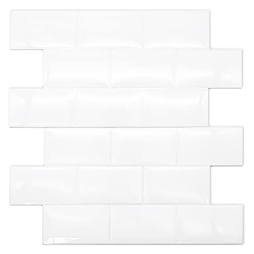 WALPLUS 20 Sheets Peel and Stick Kitchen Backsplash Tile Stickers Self Adhesive Stick on Subway Tile 12