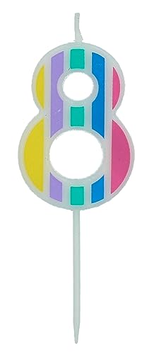 Folat 24268 Numéro Pastel Chiffre 8 Multicolore-Bougies décoration de D'anniversaire, Happy Birthday, Anniversaires, Gâteau de Mariage