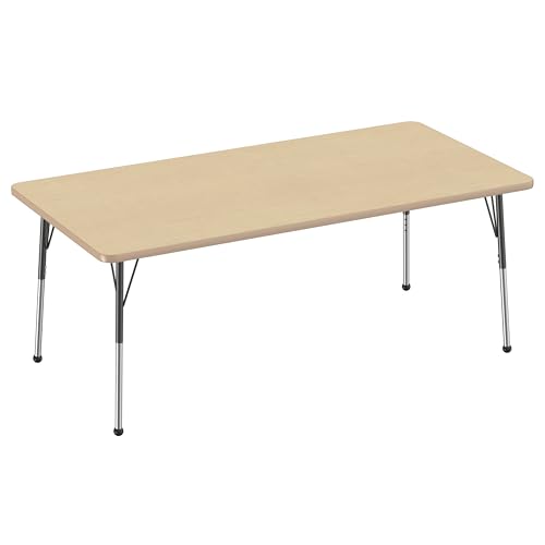 FDP 36" x 72" Rectangle Table with Ball Glide Legs - Maple/Maple/Black