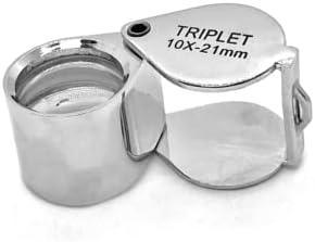 10X Chrome Round Body Triplet Jeweler's Loupe 21mm with Leather Pouch by JTS