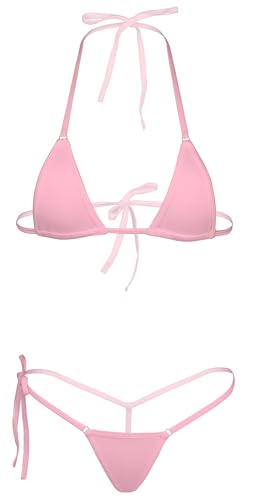 Dadress Extreme Sexy Mini Bikini Sets 2Pcs Swimwear G-String Bottom Swimsuit Micro Bikinis for Women