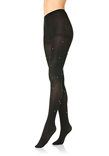 Goldenpoint Damen-Strumpfhose mit Perlen, Schwarz , Small-Medium Cover