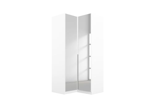 Rauch Möbel Alabama Eckschrank Schrank Kleiderschrank Weiss mit Spiegel, 2-türig, Inklusive Zubehörpaket Basic, 1 Kleiderstange, 5 Einlegeböden, BxHxT 100x210x102 cm