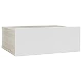 Con un cajón vidaXL Mesita Noche Flotante Aglomerado Elegante Clásica Moderna Práctica Duradera Resistente Funcional Útil Color Roble Sonoma Blanca 40x30x15cm