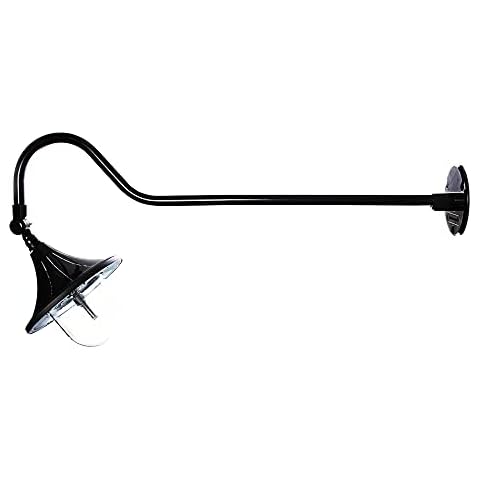 GAMA SONIC Plaza Solar rlm Wall Light with Adjustable gooseneck arm, Warm White led, Black Cover