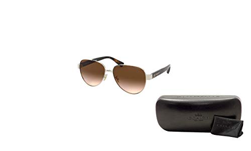 Coach Hc7111 900513 57Mm Light Gold/Brown Gradient Pilot Sunglasses For Women + Bundle With Designer Iwear Eyewear Kit #TOP2