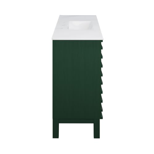 Image of Swiss Madison Cascade 48 inch Freestanding Bathroom Vanity in Green Oak with 3-Hole Widespread Sink Top