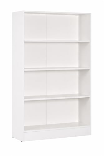 Image of DeckUp Muvo 4-Shelf Engineered Wood Book Shelf and Display Unit (White, Matte Finish)