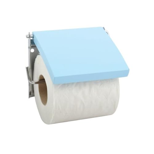 MSV 140399 Toilettenpapierhalter aus Edelstahl und MDF in hellblau