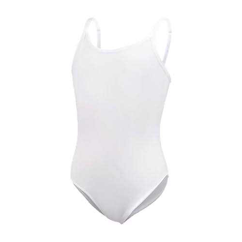 Girl Gymnastics Leotard Dance Ballet Adjustable Straps Unitard Bodysuit Toddler Girls Backless Yoga (White, 8-14 Years)