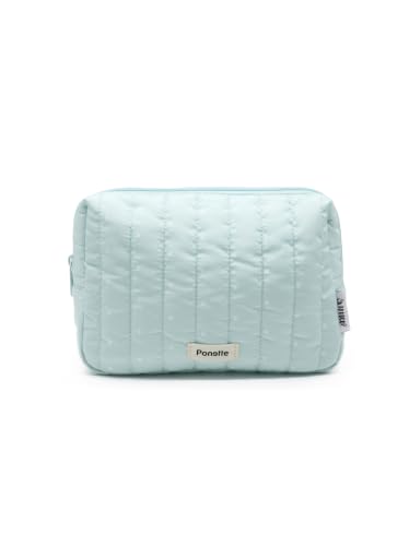 PONETTE - Neceser Mujer A Lo Loco, Chica, Estilo, Divertido, Juvenil, Bolsa de Aseo, Viaje, Tocador, Estuche, Marca Española (Verde Blanco)