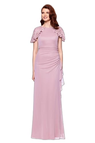 Image of Betsy & Adam Women's Betsy & Adam Women's Chiffon Halter Neck Sleeveless Print Ruffle Floor Length Dress