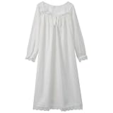 レディース ネグリジェ パジャマ 姫系 ルームウェア 長袖 無地 部屋着 薄手 大きいサイズ (ホワイト, ２XL) [並行輸入品]