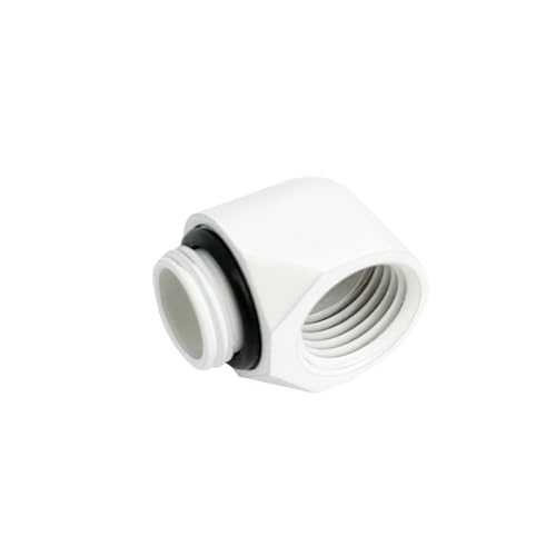 Image of dracaena.io 2-Pack G1 /4 inch Male to Female 90 Angle Elbow Fittings, Brass Water Cooling Connector Adapter for PC Computer Liquid Cooling Loop, Durable Leak-Proof Extender Fitting, White