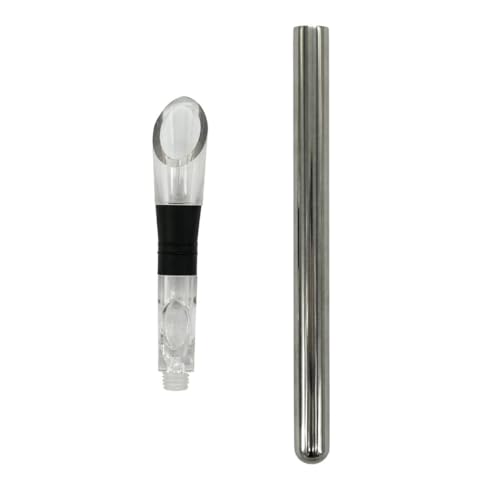 Fackelmann Barre réfrigérante avec versa vin, pour refroidir, filtrer et verser du vin, matériaux en acier inoxydable, plastique et silicone, taille montée 32 x 2,5 cm