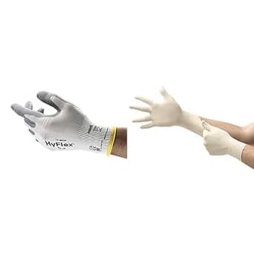 Gants de Travail Ansell HyFlex 11-800 et Gants jetables Latex TouchNTuff 69-318