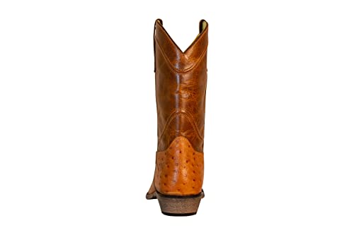 TuffRider Men's Norris Leather Cow Ostrich Print Wide Round Toe Western Boots4