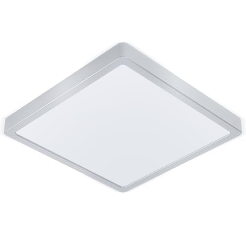 EGLO LED Deckenleuchte Molay, 1 flammige Aufbauleuchte Modern aus Stahl und Kunststoff, Deckenlampe in Silber, Weiß, LED Aufbaulampe warmweiß, L x B 28,5 cm EGLO LED Deckenleuchte Molay, 1 flammige Aufbauleuchte Modern aus Stahl und Kunststoff, Deckenlampe in Silber, Weiß, LED Aufbaulampe warmweiß, L x B 28,5 cm