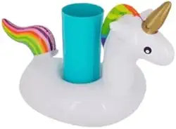 KIT 2 Boia Porta Copo Unicórnio Flutuador Praia Piscina Festa