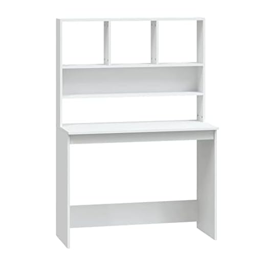 vidaXL Scrivania con Mensole Bianca 102x45x148 cm in Legno Multistrato