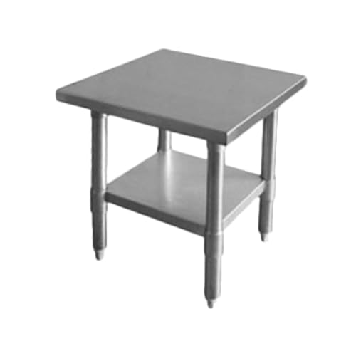 SLWT42430F Work Table, 24" x 30" x 35", 18 gauge/430 Stainless Steel Flat top, Turn-Down Edges, Galvanized Steel Adjustable undershelf & Legs, 1" Adjustable Plastic Bullet feet, KD, NSF
