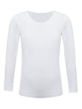  Doomiva sous-vêtements Thermiques Unisexes pour Enfants, Garçons et Filles, à Manches Longues, T-Shirt, Hauts, sous-vêtement Chaud pour l\'hiver 2-12 Ans Type B Blanc 10-12 Ans