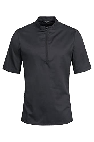 GREIFF Gastro Moda Herren Cuisine Premium Kochshirt Halbarm Slim Fit Schwarz Modell 5574 Größe XS