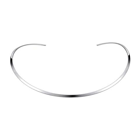 HooAMI Women's Necklace Choker Silver Stainless Steel Collar Necklace Cover