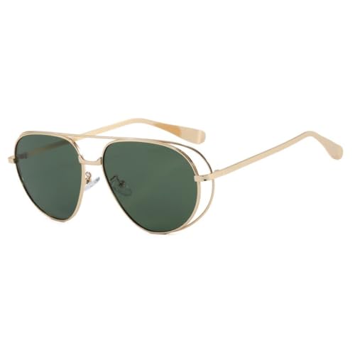 Lunettes de soleil ovales protégeant les yeux sensibles avec monture en métal tendance