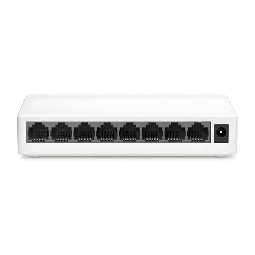 Image of 8 Port Ethernet Switch 10 /100 Mbps Fast Network LAN Splitter Hub | Plug & Play Unmanaged, Fanless Silent Design | RJ45 LAN Expansion for PC, Laptop, Smart TV, CCTV, Router (8 Port)