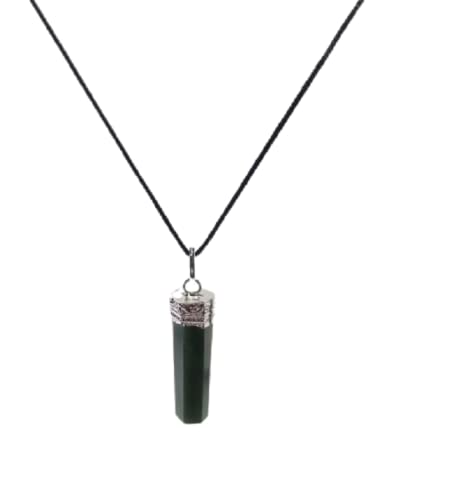 Natural Green Jade Pencil Point Pendant Necklace Crystal Pendant