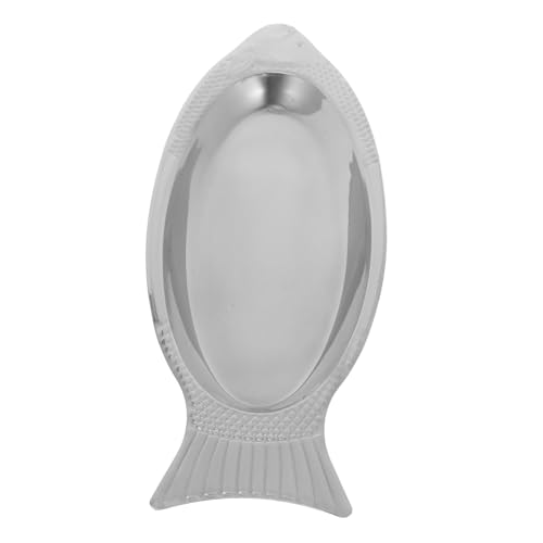 VICASKY Piatto Da Portata a Forma Di Pesce in Acciaio Inossidabile Antiscivolo 34 Cm Resistente Alte Temperature Per Cucina e Vaporiera Uso Domestico