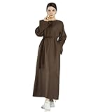 Hdhdeueh Mujer Eid Mubarak Abaya Dubai Turquía Kaftán Islámico Ramadán Modesto Caftán Bata, 05 Café Oscuro, XL