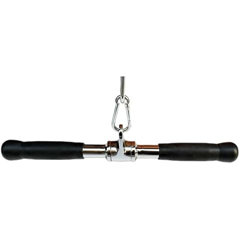 qibylift Barbell Cable Attachment for Cable Machines,LAT Pull Down Bar Cable Machine Attachments,Tricep Press Down Bar,Revolving Straight Curl Pulldown Bar with Rotating & Rubber Handle Grips Cover