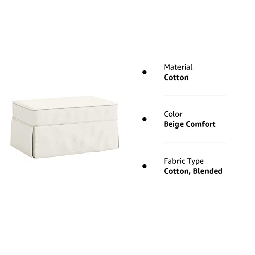 The Cotton Ottoman Slipcover Replacement. It Fits Pottery Barn Pb Comfort Ottoman. Dense Cotton Sofa Footstool Cover (Beige Comfort) #TOP3