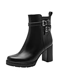 MARCO TOZZI Damen Stiefeletten mit Reißverschluss Blockabsatz, Schwarz (Black), 39 EU