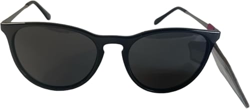 Foster Grant Sunglasses Maxblock Round Pantos shape Solid Black with grey lenses and keyhole bridge FGMP20 152