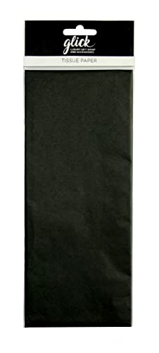 Glick Four Sheets of Black Tissue Paper, Each Sheet 750mm x 500mm, Black Tissue Paper for Gift Wrapping, Arts and Crafts and Other Occasions, Halloween (TP12)