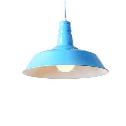 Lustre industriel moderne E27 et luminaire suspendu réglable bleu en métal