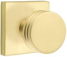 EMTEK Square Rosette Passage Set with Matching Finish Bern Knob - Choice of 6 Finishes - 5110BNUS4 - Satin Brass (US4)