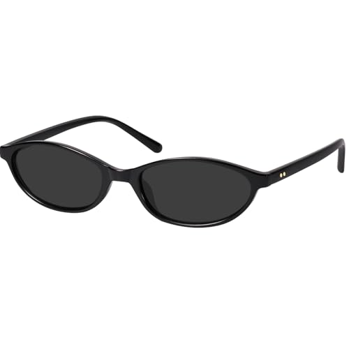 mosanana Trendy Oval Sunglasses for Women Retro 90s Small Vintage Cute Fashion Cool Black 2026 Thin Skinny Narrow Tiny Grey Sunnies MS52587