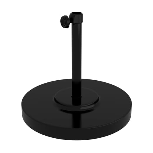 California Umbrella 50 lbs. Round Concrete Weighted Powdercoated Steel Umbrella Base, Black Frame