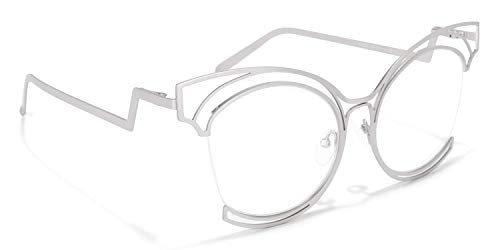 Image of Voogueme Vooglam Oversize Cat Eye Non Prescription Glasses with HD Clear Lens for Women in Black Metal Frame Maggie GM0340