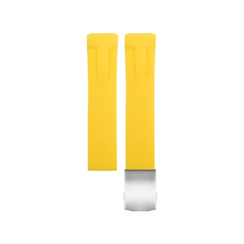 Bracelet de montre en silicone souple 20mm pour Tissot T-Sport avec boucle argentée jaune