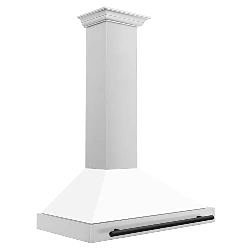 Zline Kitchen And Bath KB4STZ-WM36-MB Zline 36 Inch Autograph Edition Stainless Steel Range Hood With White Matte Shell And Handle In Three Accents thumb #1